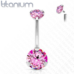 Napakoru,Titanium Prong Set Round CZ in Pink