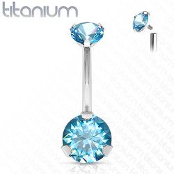 Napakoru,Titanium Prong Set Round CZ in Turqoise