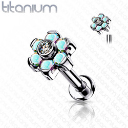 Rustokoru/traguskoru, Titanium CZ Set Flower Top in AB