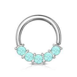 Lävistysrengas 1,2mm, Illuminating Front Facing Hoop Ring in L. Blue