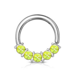 Lävistysrengas 1,2mm, Illuminating Front Facing Hoop Ring in L. Green