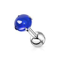 Rustokoru/traguskoru, Prong Set Zircon Cabochon Stone in Blue