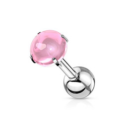 Rustokoru/traguskoru, Prong Set Zircon Cabochon Stone in Pink