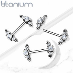Nännikoru, Implant Grade Titanium Nipple Barbells with Bezel Set CZ