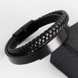 Keinonahkainen rannekoru, All Black Faux Leather Bracelet