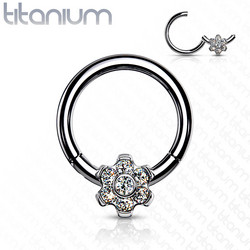 Lävistysrengas, Implant Grade Titanium Ring with CZ Flower