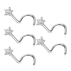 Nenäkoru, nenänappi Star Prong Set CZ  (0,8mm/3mm)