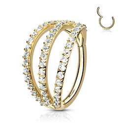 Lävistysrengas, High Quality Triple Layer Ring in Gold