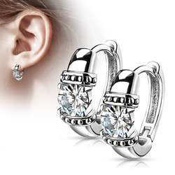 Korvarenkaat, Antique Silver Hoop Rings with Zirconia