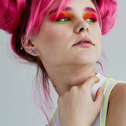 Kirurginteräsnapit, Small Gold Druzy Stone in Multicolor Pink