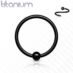 Lävistysrengas 0,8mm, Implant Grade Titanium Bendable Ring in Black