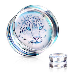 Plugi 12mm, Cheetah Print Clear Acrylic Saddle Plug