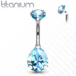 Napakoru, Implant Grade Titanium Prong Set Teardrop CZ in Turqoise
