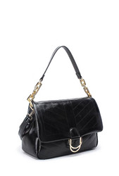 Laukku, BESTINI Paris|Large Handbag in Black with Gold Buckle