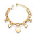 Kirurginteräsrannekoru, Heart Charm Bracelet in Gold