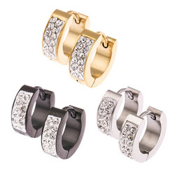 Kirurginteräsrenkaat, Classic Crystal Steel Hoop Earrings