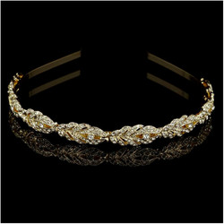 Hiuskoru, ATHENA BRIDAL|Chic Feather Crystal Headband in Gold