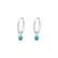 Hopeiset korvarenkaat, Small Huggie Hoops with Turqoise Pearls
