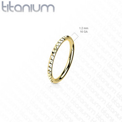 Lävistysrengas, Implant Grade Titanium Pyramid Cut Hoop in Gold