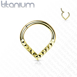 Lävistysrengas, Implant Grade Titanium Teardrop Pyramid Cut Hoop in GD