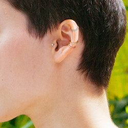 Lävistysrengas, Titanium Hinged Segment Hoop Ring with CZ in Rosegold