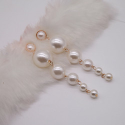 Korvakorut, FRENCH RIVIERA|Stylish Long Pearl Earrings in Gold 