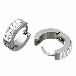 Kirurginteräsrenkaat, Huggie Crystal Steel Hoop Earrings