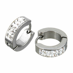Kirurginteräsrenkaat, Huggie Crystal Steel Hoop Earrings