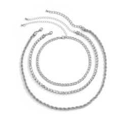 Kerroskaulakoru, FRENCH RIVIERA|Three Layer Party Necklace in Silver