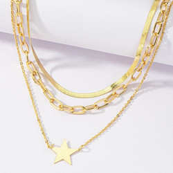 Kerroskaulakoru, FRENCH RIVIERA|Three Layer Star Necklace in Gold