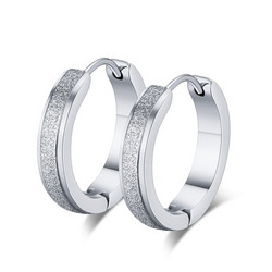 Kirurginteräsrenkaat, Large Diamond Cut Steel Hoop Earrings