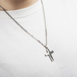 Kirurginteräsriipus, Two Coloured Cross Pendant