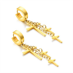 Kirurginteräsrenkaat, Steel Hoops with Chains and Crosses in Gold