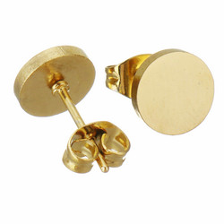 Kirurginteräsnapit, Classic Flat Steel Earstuds in Gold -teräsnapit