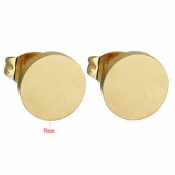 Kirurginteräsnapit, Classic Flat Steel Earstuds in Gold -teräsnapit