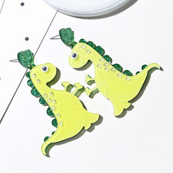 Korvakorut, PAPARAZZI|Large Green Dino Earrings -dinosauruskorvakorut