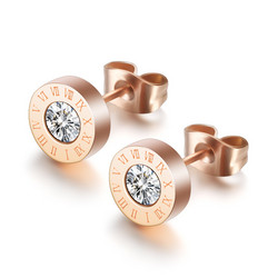 Kirurginteräsnapit, FRENCH RIVIERA|Roman Numerals Earstuds in Rosegold