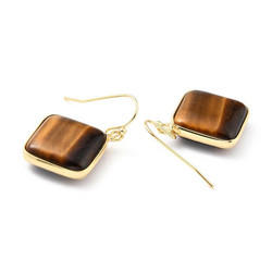Korvakorut, NATURE COLLECTION|Tiger Eye Earrings with Gold Details