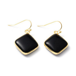 Korvakorut, NATURE COLLECTION|Black Agate Earrings with Gold Details