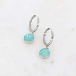 Korvakorut, BOHM PARIS|Boucles Silas avec crystal mint opal -rhodium