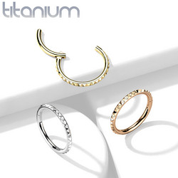 Lävistysrengas, Implant Grade Titanium Pyramid Cut Hoop in Rosegold