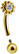 PREMIUM COLLECTION|Kaareva barbell pyöreällä koristeella (kulta)