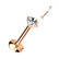 Labret,Titanium Round Medium 3mm CZ Rosegold (erikoispitkä sisäkierre)