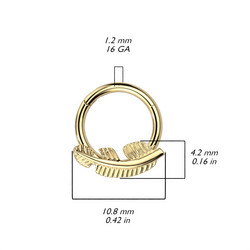 Lävistysrengas, Titanium Gold Hoop  -sulkakoristeinen clicker
