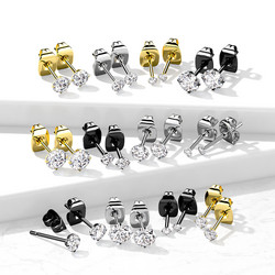 Titaaniset kullanväriset korvanapit, Titanium CZ Earstuds in Gold