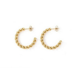 FRENCH RIVIERA|Small Josie Hoops -teräksiset kierrerenkaat (kulta)