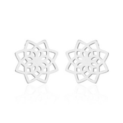 FRENCH RIVIERA|Mandala -kirurginteräksiset pitsinapit (hopea)