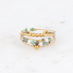 Sormus, BOHM PARIS|Bague Harounia -kivisormus pyöriteltävin helmin