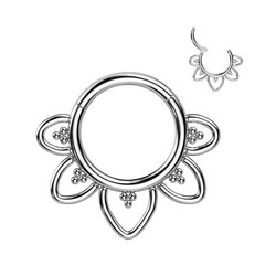 Titaani lävistysrengas, Filigree -koristeellinen clicker (hopea)