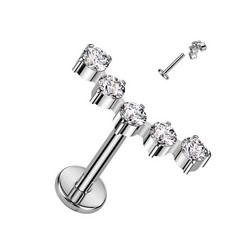 Titaani rustokoru/traguskoru, Curved CZ -kaareva labret (hopea)